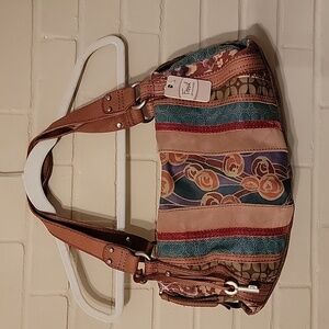 NWT Fossil Peyton Satchel Patchwork Bag